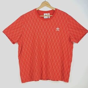 Adidas Originals Trefoil Monogram AOP Shirt Men's 2XL Red Logo All Over Print